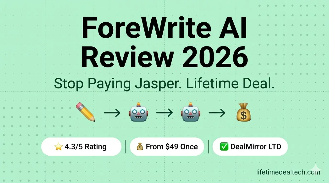 ForeWrite AI lifetime deal review 2026 β AI writing SEO tool DealMirror $49 one-time payment alternative to Jasper Copy.ai