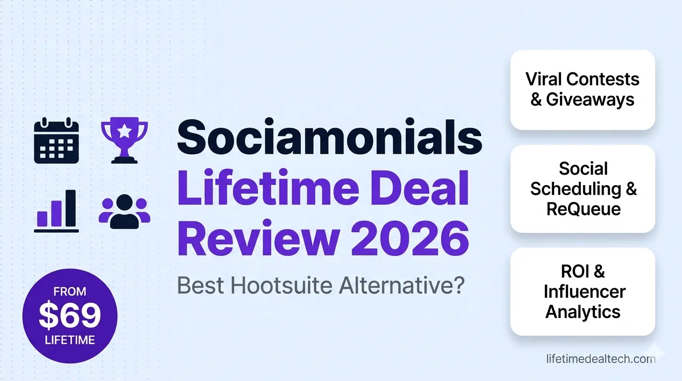 Sociamonials lifetime deal review 2026 — social media scheduling viral contests UGC and ROI analytics AppSumo Select $69 one-time