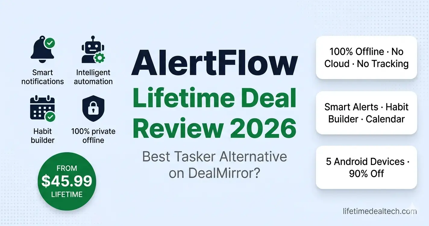AlertFlow lifetime deal review 2026 โ Android notification manager with 100% offline smart automation habit builder and calendar autopilot DealMirror $45.99
