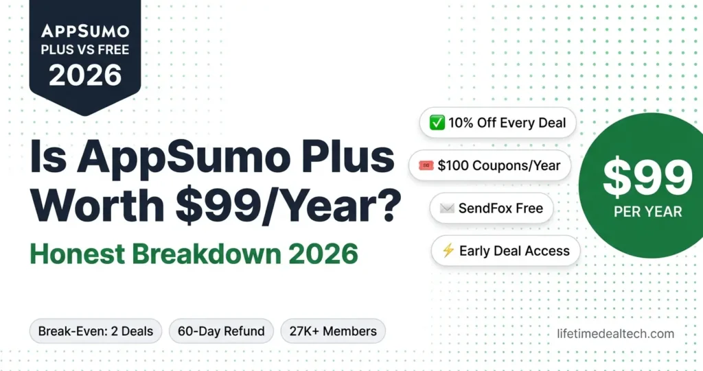AppSumo Plus vs Free comparison 2026 — is the $99/year membership worth it