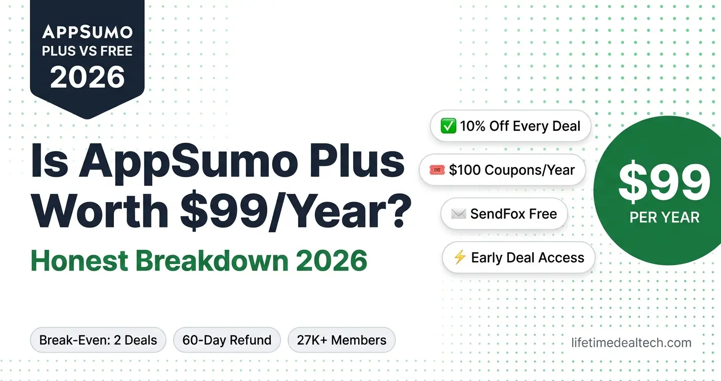 AppSumo Plus vs Free comparison 2026 — is the $99/year membership worth it