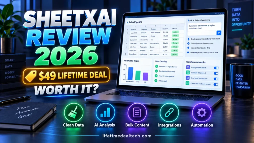 SheetXAI lifetime deal review 2026 with $49 pricing and AI spreadsheet automation
